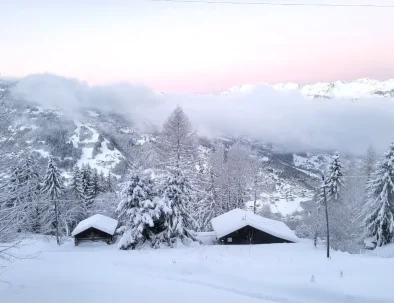 Vue du chalet, l'hiver